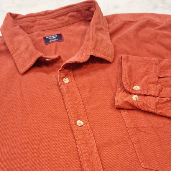 UNTUCKit Men's Burnt Orange Corduroy Longsleeve Shirt Sz 3XL Pumpkin Button Up - Picture 1 of 7